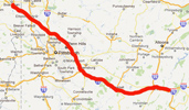 Route from Youngstown to Breezewood