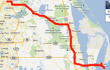 Route from Sanford to Port Canaveral