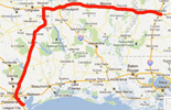 Route from League City to Jackson