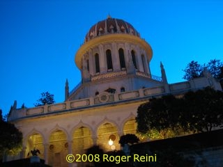 Shrine of the B�b at dusk