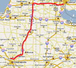 Day 1 - Detroit to Indy Route, Detroit to Indianapolis